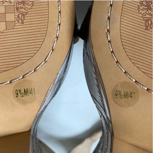 New Vince Camuto Celvina Platform Wedge Crepe Croc Leather Sandals Size 9.5 - Picture 10 of 15